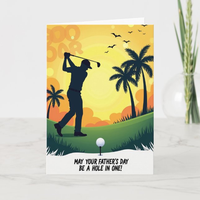 Golf Solnedgång Fars Dag-kort Kort (Framsida)