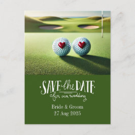 Golf spara datum för bröllop brud brudgumme vykort