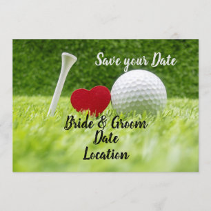 Golf spara datum golfboll med kärlek inbjudningar