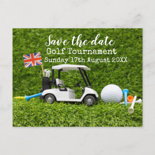 Golf Spara datum Golfturnering Union Jack-flagga Meddelande Vykort