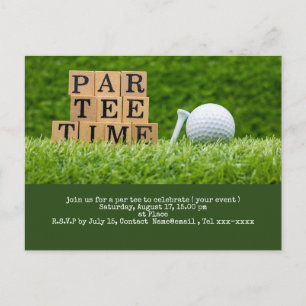 Golf sparar datum med golfboll och tee vykort