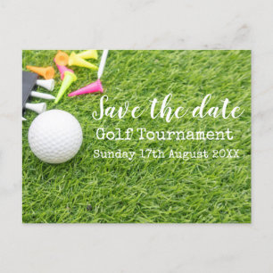 Golf Sparar datumet Golf-turnering med boll Meddelande Vykort