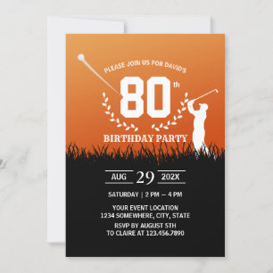 Golf Sports 80:e Födelsedagsfesten Inbjudningar