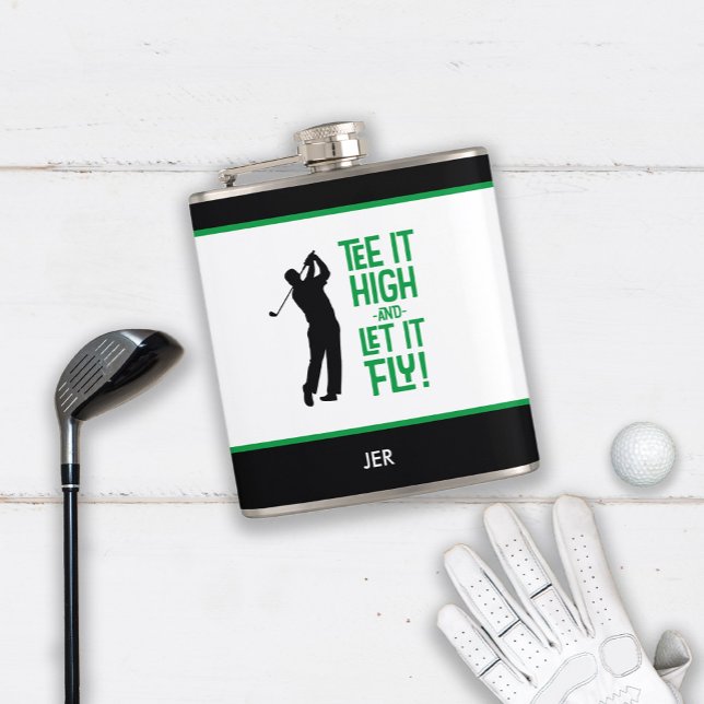Golf Sports Cute Humor Tee Black Grönt 6 oz Fickplunta (Golf Sports Cute Humor Tee Quote Black Green 6 oz Flask For Him)