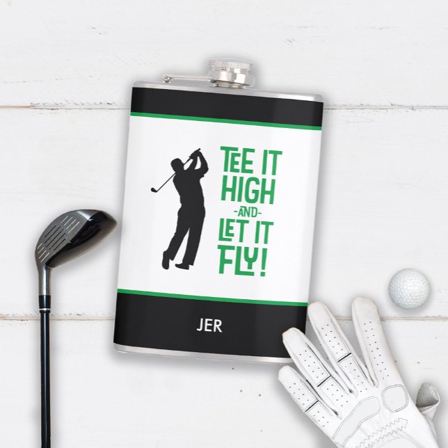 Golf Sports Cute Humor Tee Black Grönt 8 oz Fickplunta (Golf Sports Cute Humor Tee Quote Black Green 8 oz Flask)