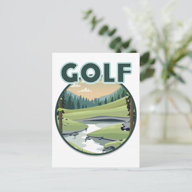 Golf Sports-logotyp Vykort (Stående Fram)