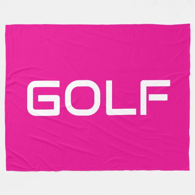 GOLF Sporty Modern White Text On Bright Pink Fleecefilt (Framsidan (Horisontell))
