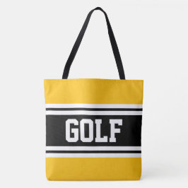 GOLF Sporty Roligt Gult Black White Tävla Rand Tygkasse