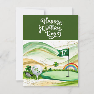 Golf St. Patrick's Day Akvarell Julkort