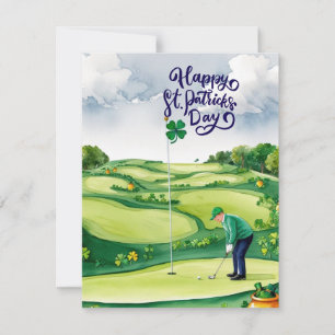 Golf St. Patrick's Day Akvarell Julkort
