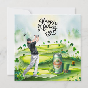Golf St. Patrick's Day Akvarell Julkort