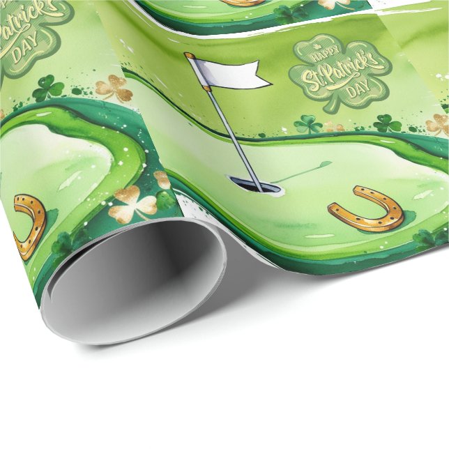 Golf St. Patrick's Day för golfare akvarell Presentpapper (Rullad Hörn)