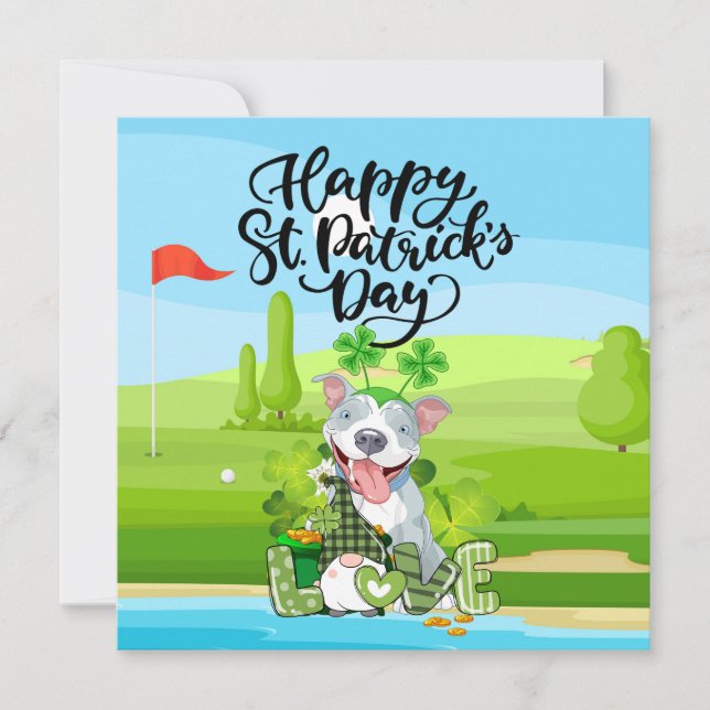 GOLF St. Patrick's Day för golfare med HUND Julkort (Framsida)
