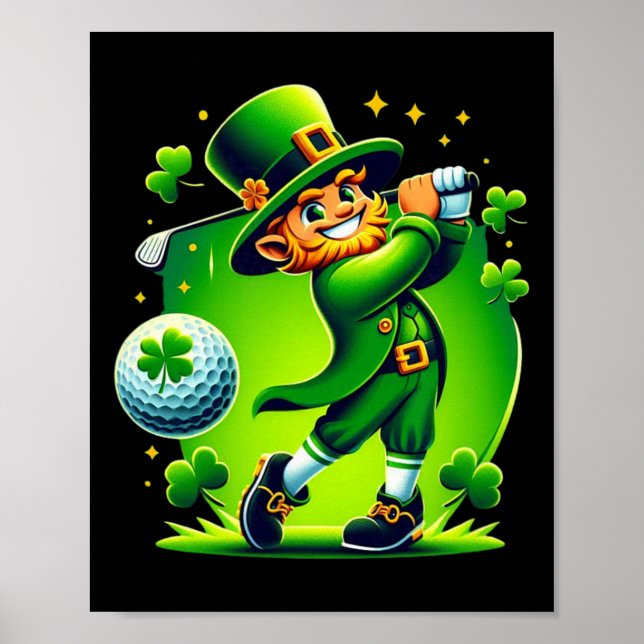 Golf St Patricks Day Golf Irländsk Golf  Poster (Framsidan)