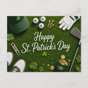 Golf St. Patrick's Day med golfboll för golfare Vykort