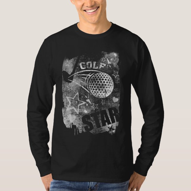 Golf Star, Black Grunge Golf T Shirt (Framsida)