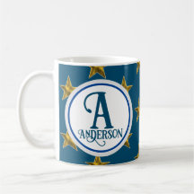 Golf Star Monogram Family Namn Brev Nautical