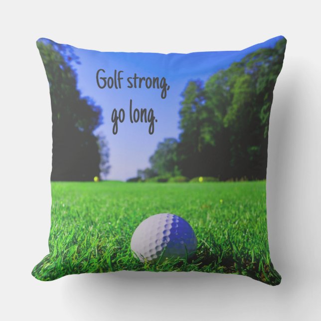 Golf strong go long,ilt golf boll kudde (Framsida)