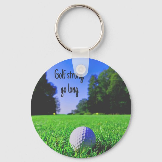 Golf strong go long,ilt golf boll nyckelring (Framsida)