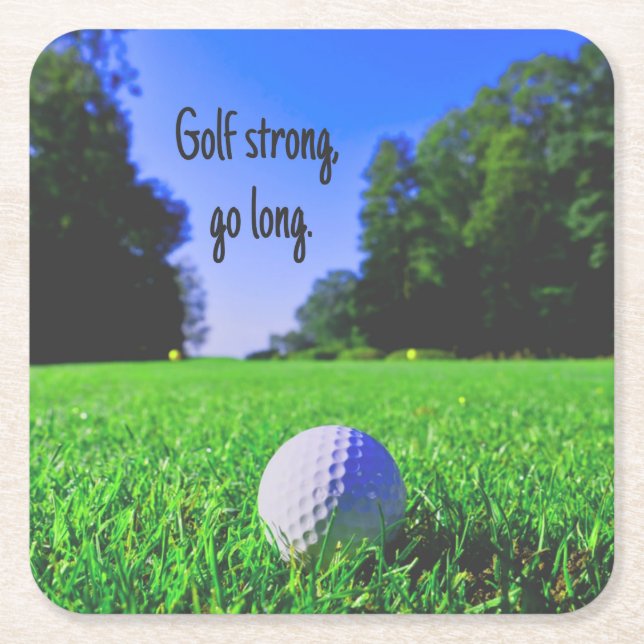 Golf strong go long,ilt golf boll underlägg papper kvadrat (Framsidan)