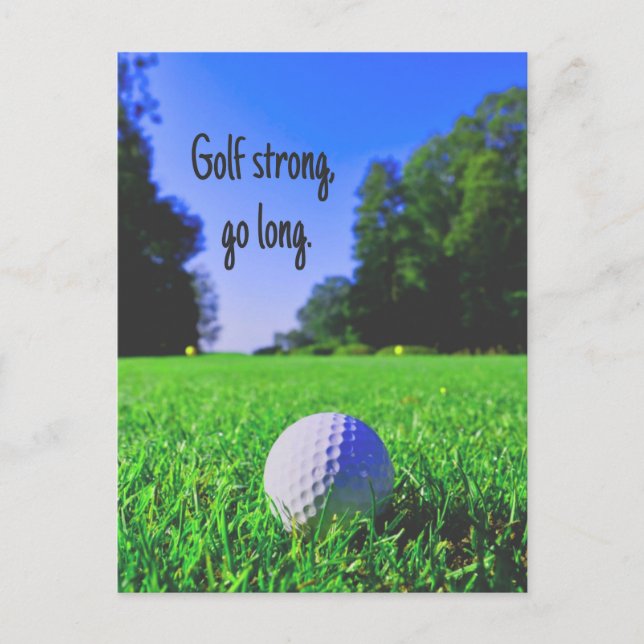 Golf strong go long,ilt golf boll vykort (Framsida)