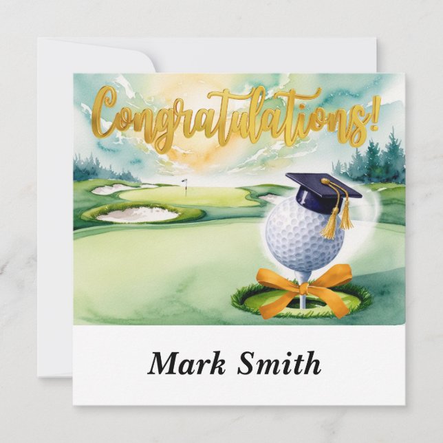 "Golf Studenten Card - Grattis Student!" Kort (Framsida)