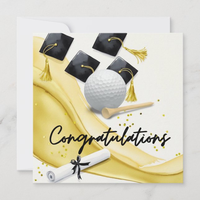 "Golf Studenten Card - Grattis Student!" Kort (Framsida)