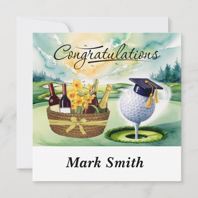 "Golf Studenten Card - Grattis Student!" Kort (Framsida)