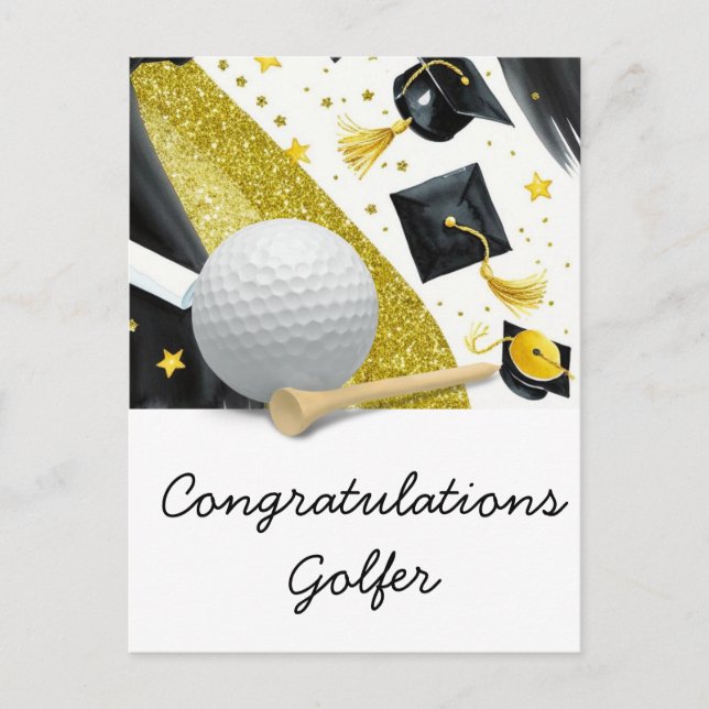 Golf Studenten Card - Grattis Student Vykort (Framsida)