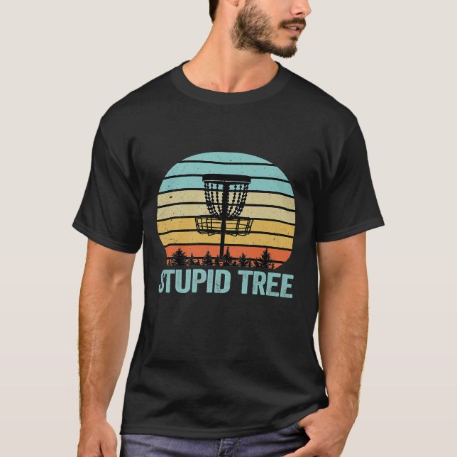 Golf Stupid Träd Retro Disk Golf T Shirt (Framsida)