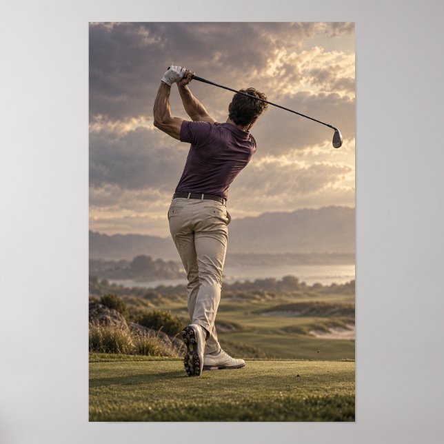 Golf Swing Follow Through Väggkonst – Dramatisk Go (Framsidan)