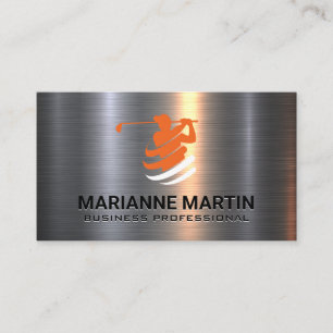 Golf Swing Logotyp Metallisk Visitkort