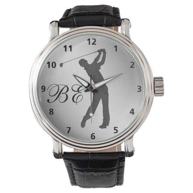 Golf Swinger Anpassade Monogram Armbandsur (Framsida)