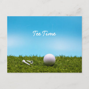 Golf T-bollar på blå himmel-bakgrund Vykort