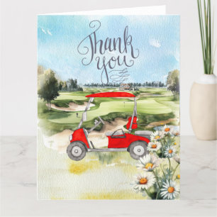 Golf-tack, ditt kort med golfvagn, vattenfärg