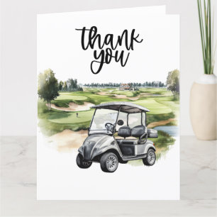Golf-tack, ditt kort med golfvagn, vattenfärg