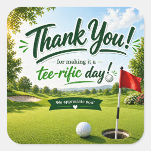 Golf Tack för en underbar dag Fyrkantigt Klistermärke