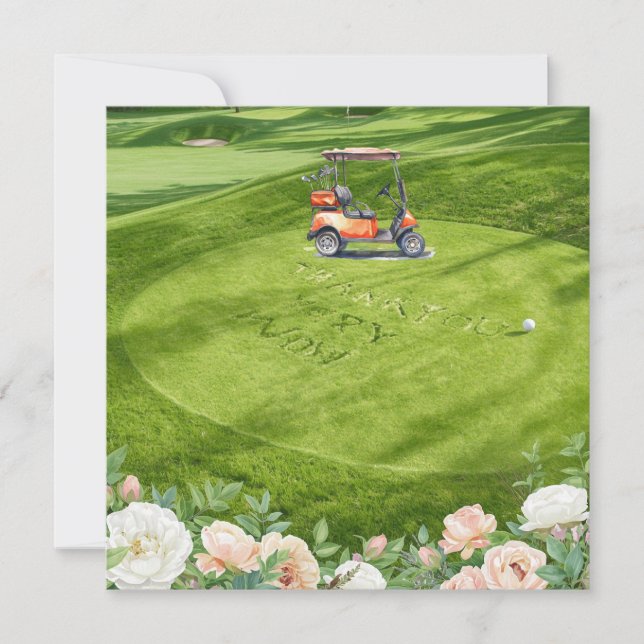 Golf-tack för golfer med blommor tack kort (Framsida)