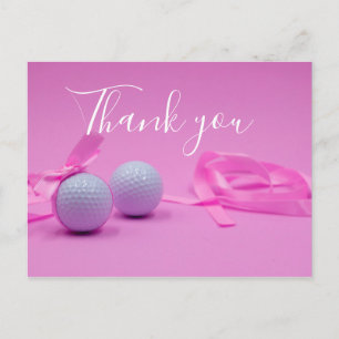 Golf Tack-kort med golf boll på rosa Vykort