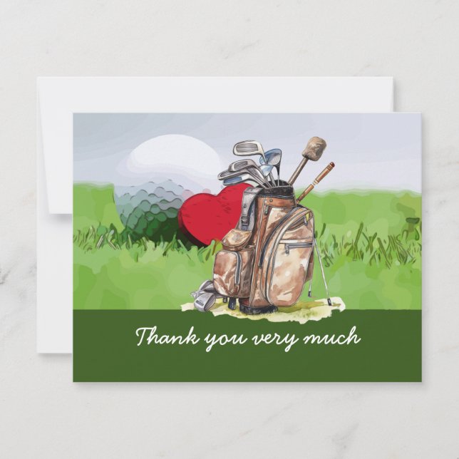 Golf-tack med golf boll och hjärta kärlek (Framsida)