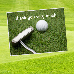 Golf Tack med golfboll och putter på green Vykort