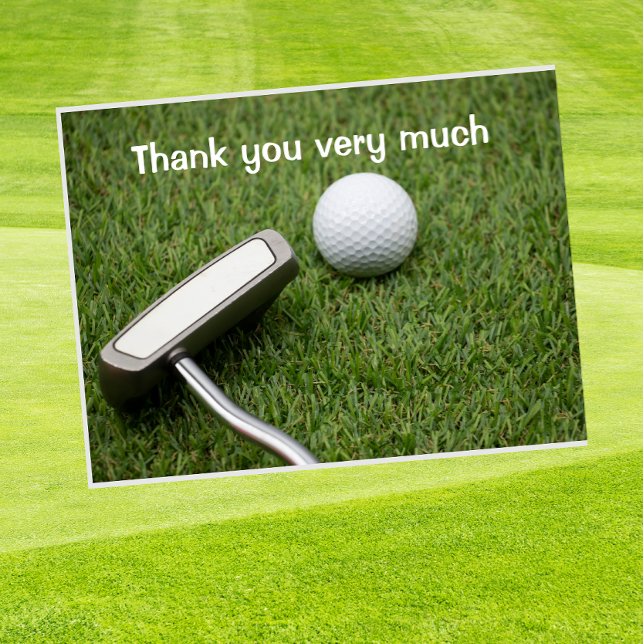 Golf Tack med golfboll och putter på green Vykort (Skapare uppladdad)