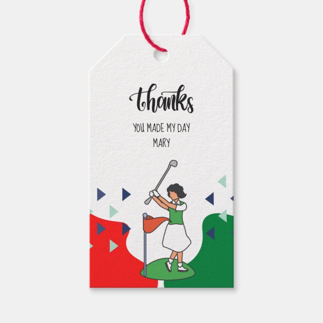 Golf Tack med golfer golfing Gift-Märkre Presentetikett (Framsidan)