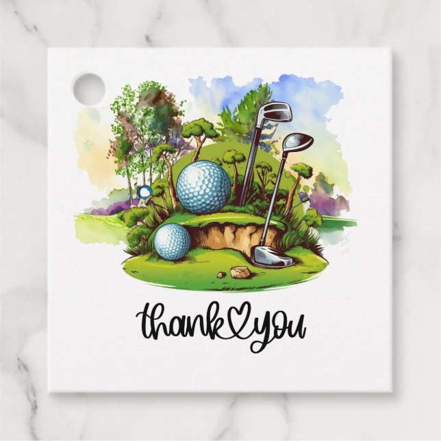 Golf Tack med text med golf boll på grönt Gåvor Etiketter (Framsida)