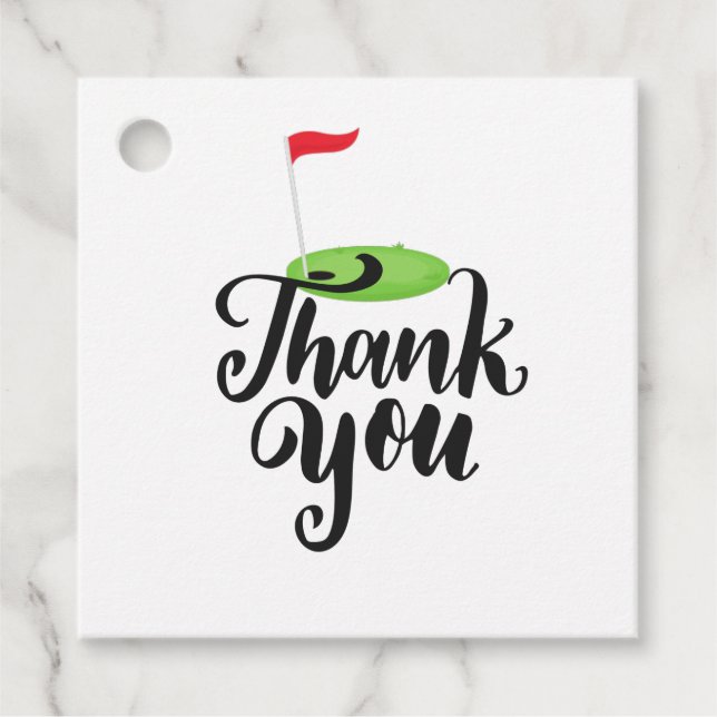 Golf Tack med text och flagga på grönt Golf Gåvor Etiketter (Framsida)