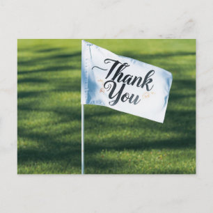 Golf tackkort med golf flagga tack text vykort