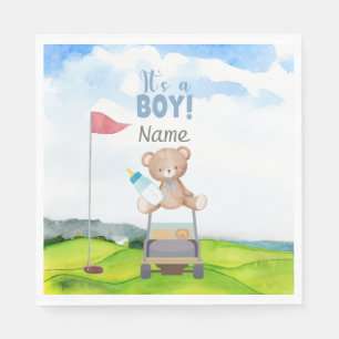 Golf Teddy Bear Det är en pojke för baby shower se Pappersservett