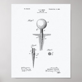 Golf Tee 1899 Patent Art - White Papper Poster