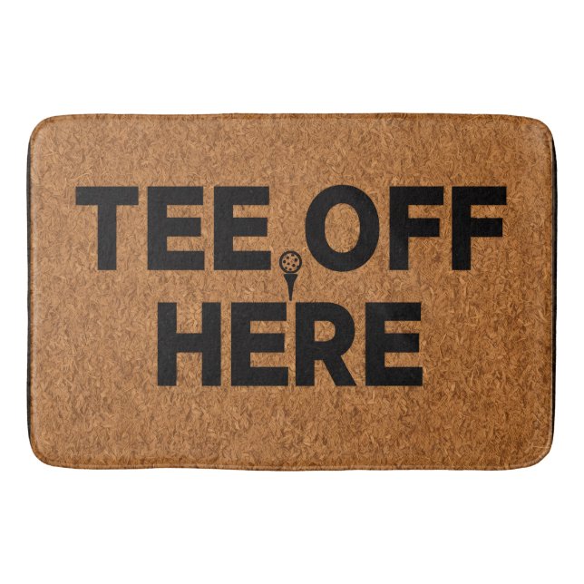 Golf tee off here badrumsmatta (Framsidan)