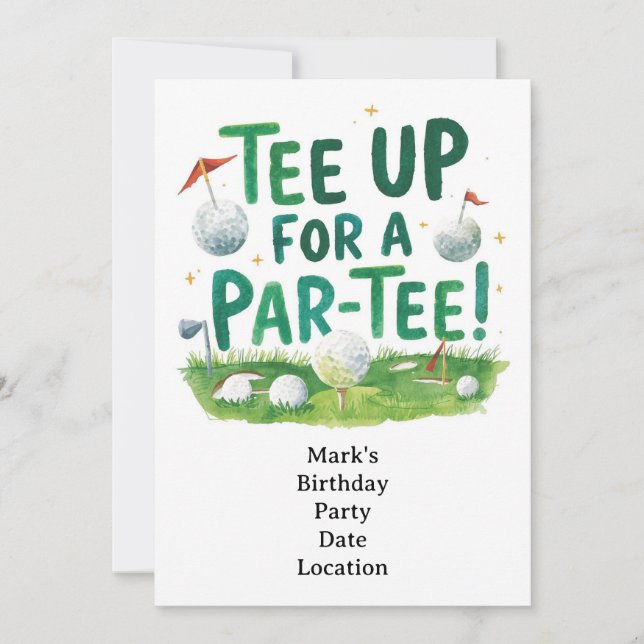Golf tee upp för Par Tee Golfer-fest Inbjudningar (Framsida)